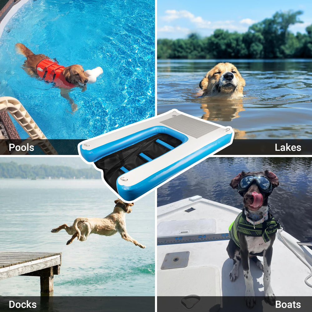 Toriexon rampa inflable para perros, fácil de inflar y desplegar para sesiones de agua.