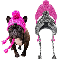 Gorro Tosuua para perros, par de piezas rosa y gris, cálido y cómodo.