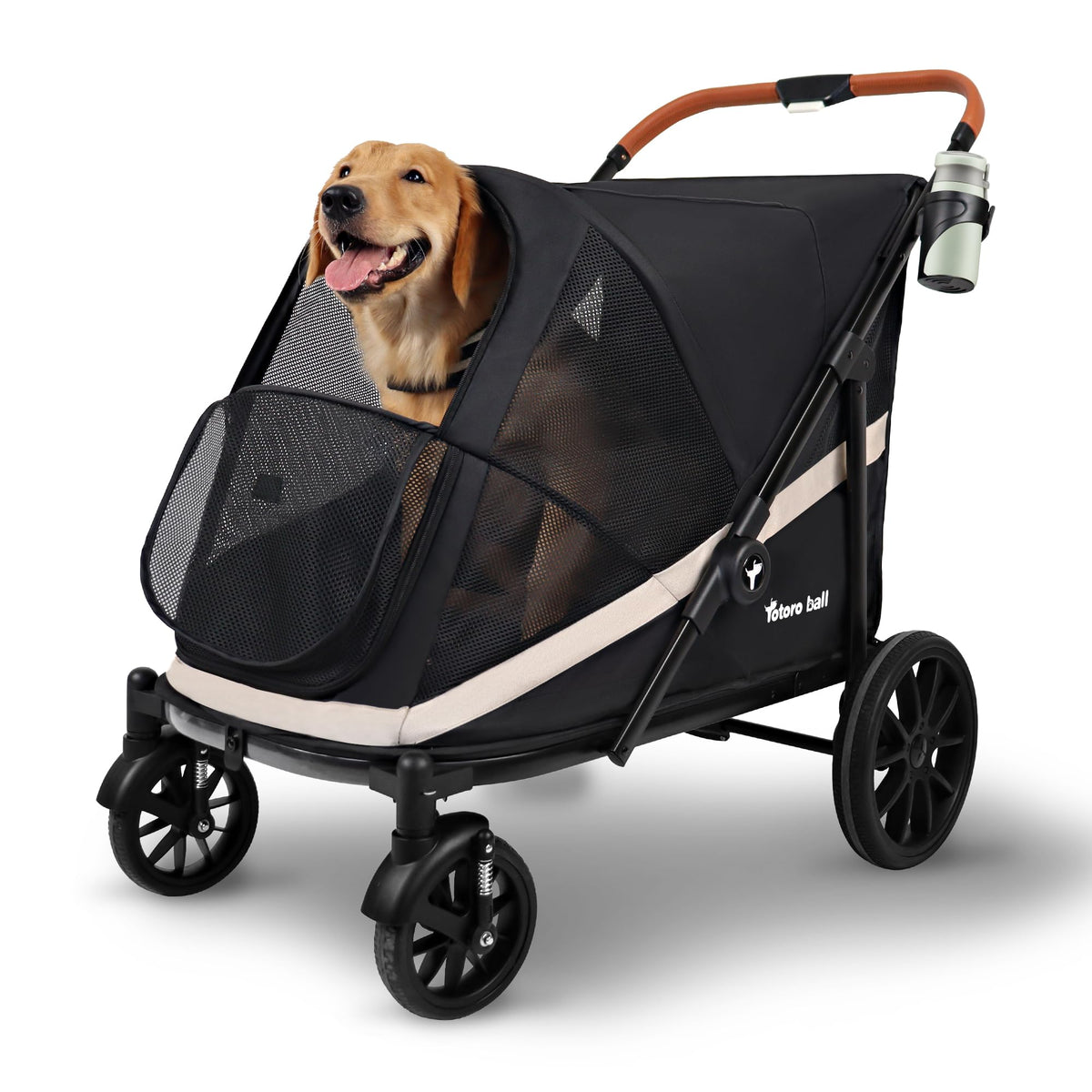 Totoro Ball coche para perros grandes plegado en una sola pulsación para ahorrar espacio