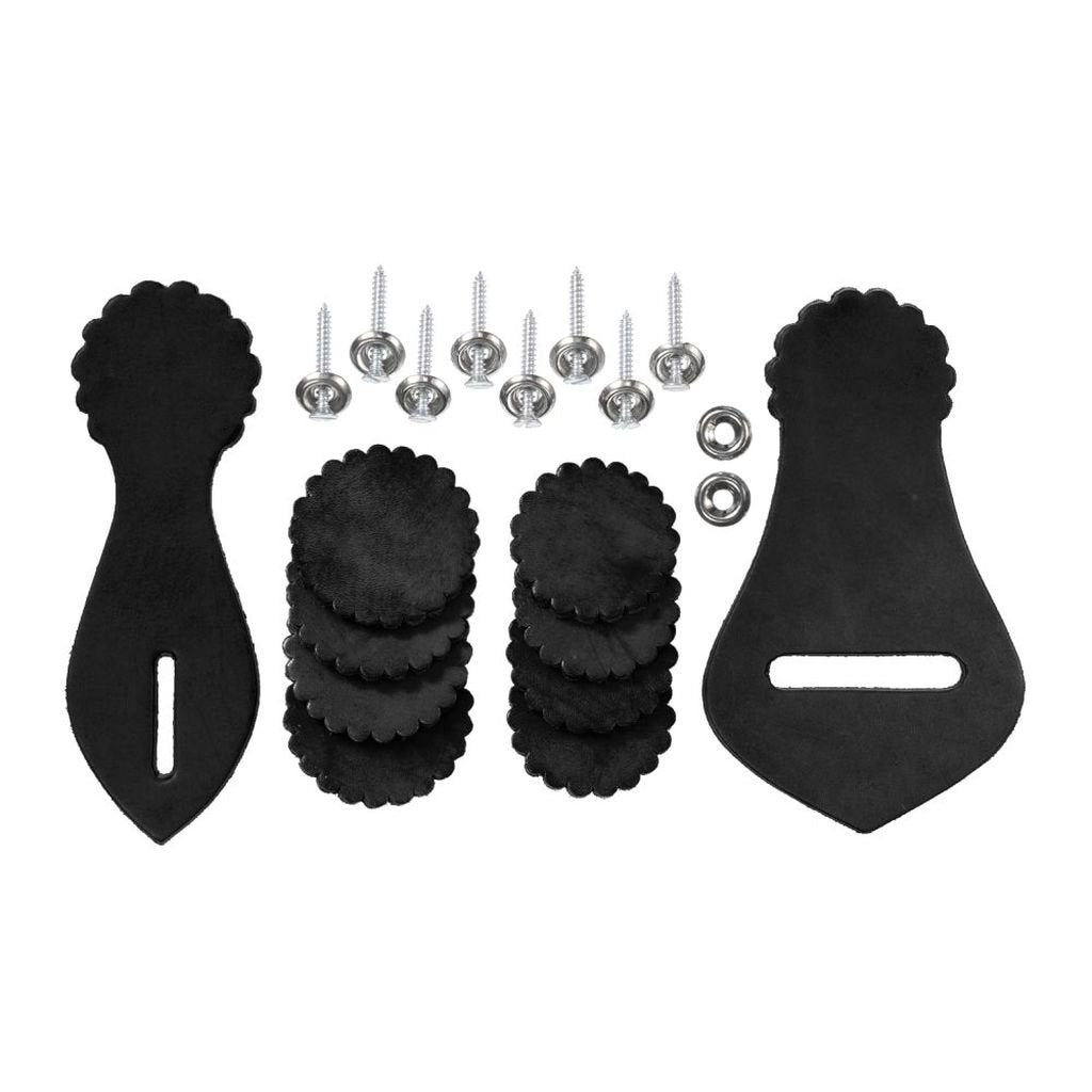 Tough 1 kit reparación cuero para silla de montar occidental en negro, útil para rosetas y herrajes.