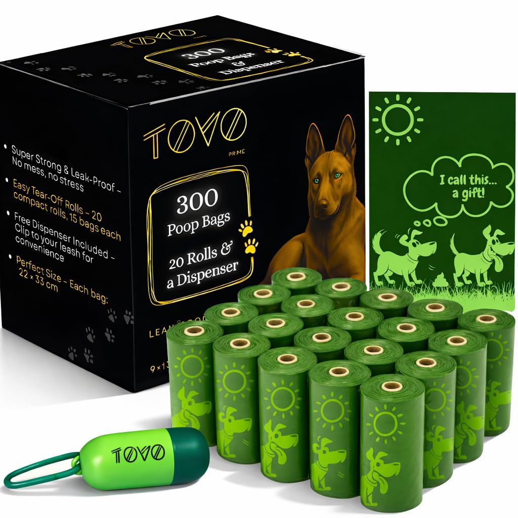 Bolsas TOVO PRIME con dispensador acoplado para correa, fáciles de recoger.