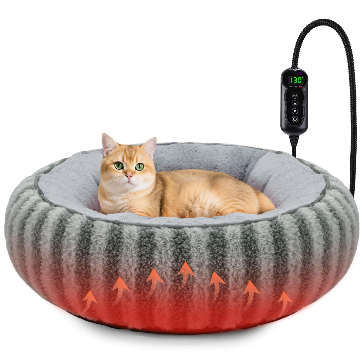 Cama Gato Tovve forma rosco caliente para acurrucarse en noches frías