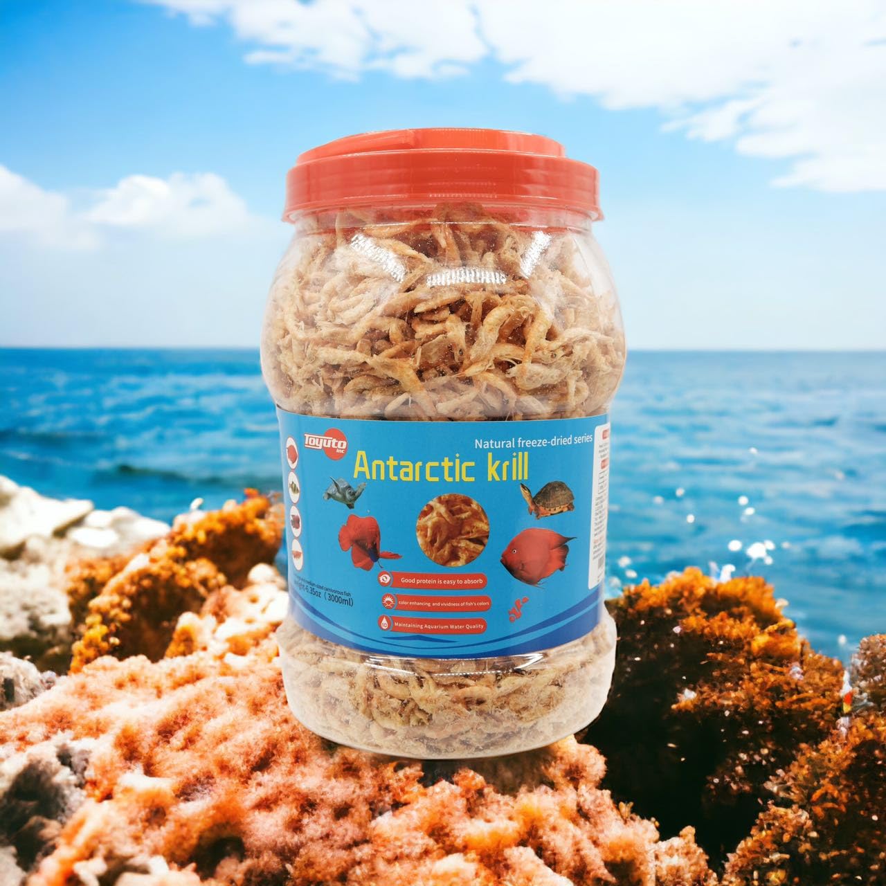 toyuto alimento acuario flotante alta proteína: fácil de servir y almacenar.