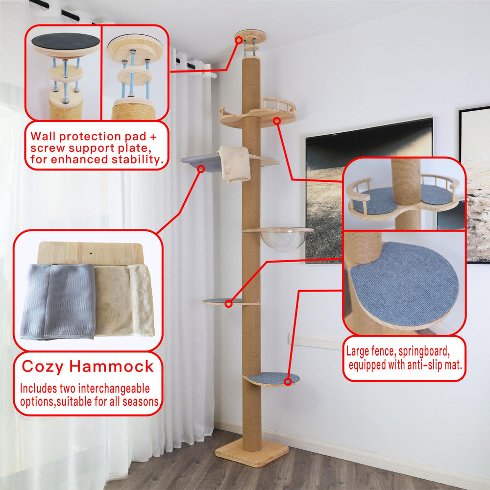 TQEW Arbol Gato: postes de sisal 8 para rascar y trepar