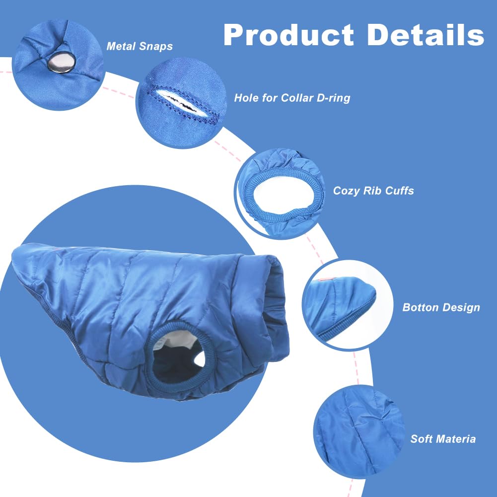 TQFlow abrigo para perro XL azul, forro polar, calor suave sin peso