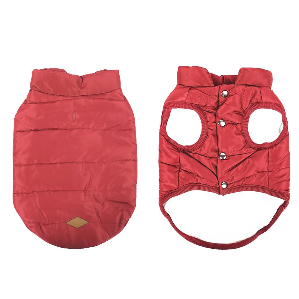 TQFlow chaleco para perro XL rojo, vista trasera, mantiene abrigado en caminatas.