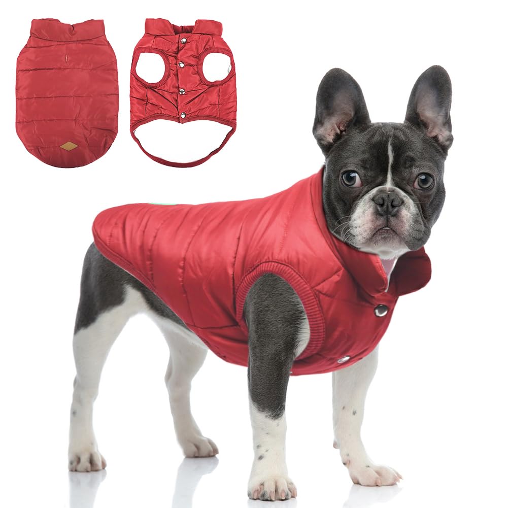 TQFlow chaleco para perro XL rojo, vista frontal, ideal para paseos en frío.
