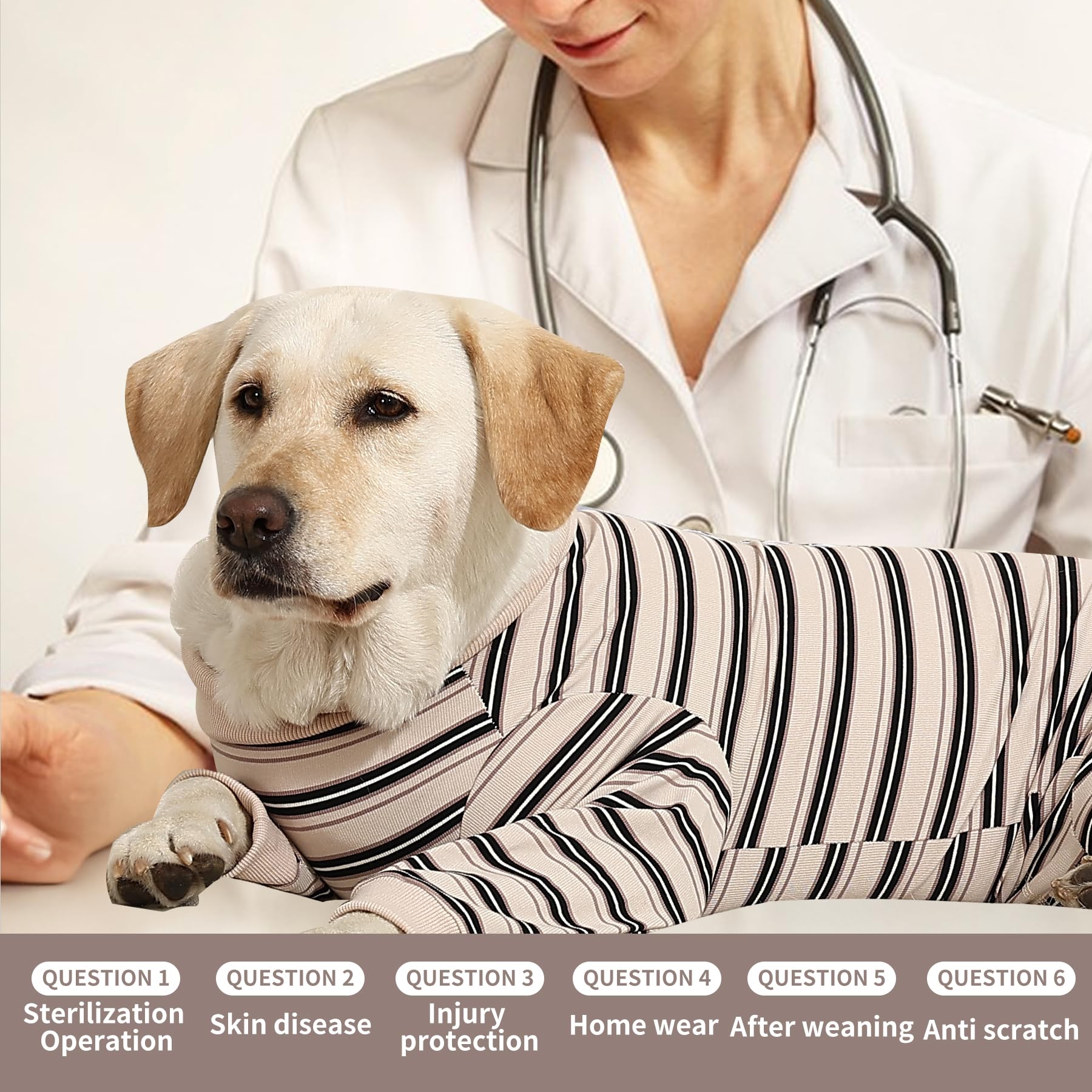 TQFlow Traje de recuperación para perros, tejido suave de poliéster y algodón.
