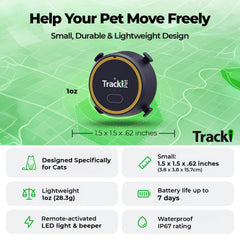 Tracki GPS para gatos, modo Chase en tiempo real para localizar rápido.