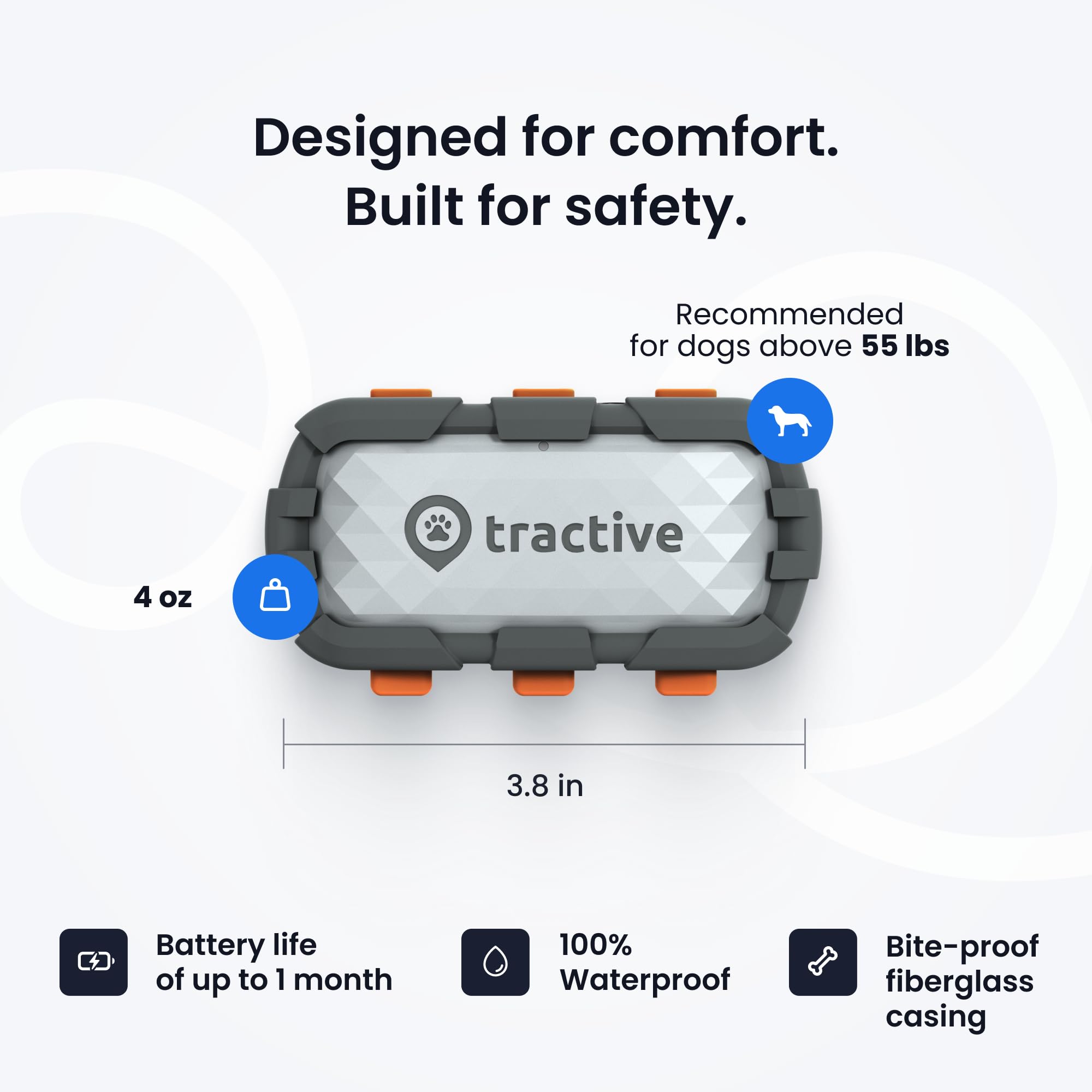 Tractive XL anclaje al collar, montaje sencillo en la correa del perro.