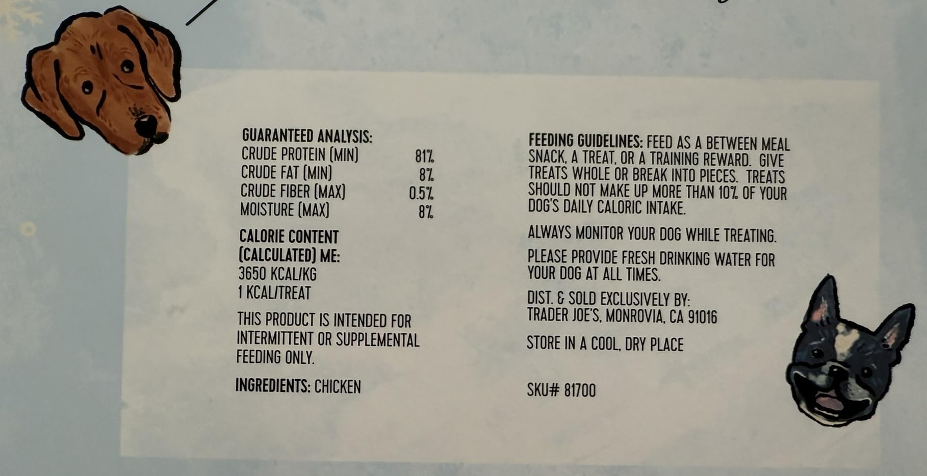 Bocadillos para perros Trader Joe, 24 premios diarios para la cuenta regresiva navideña