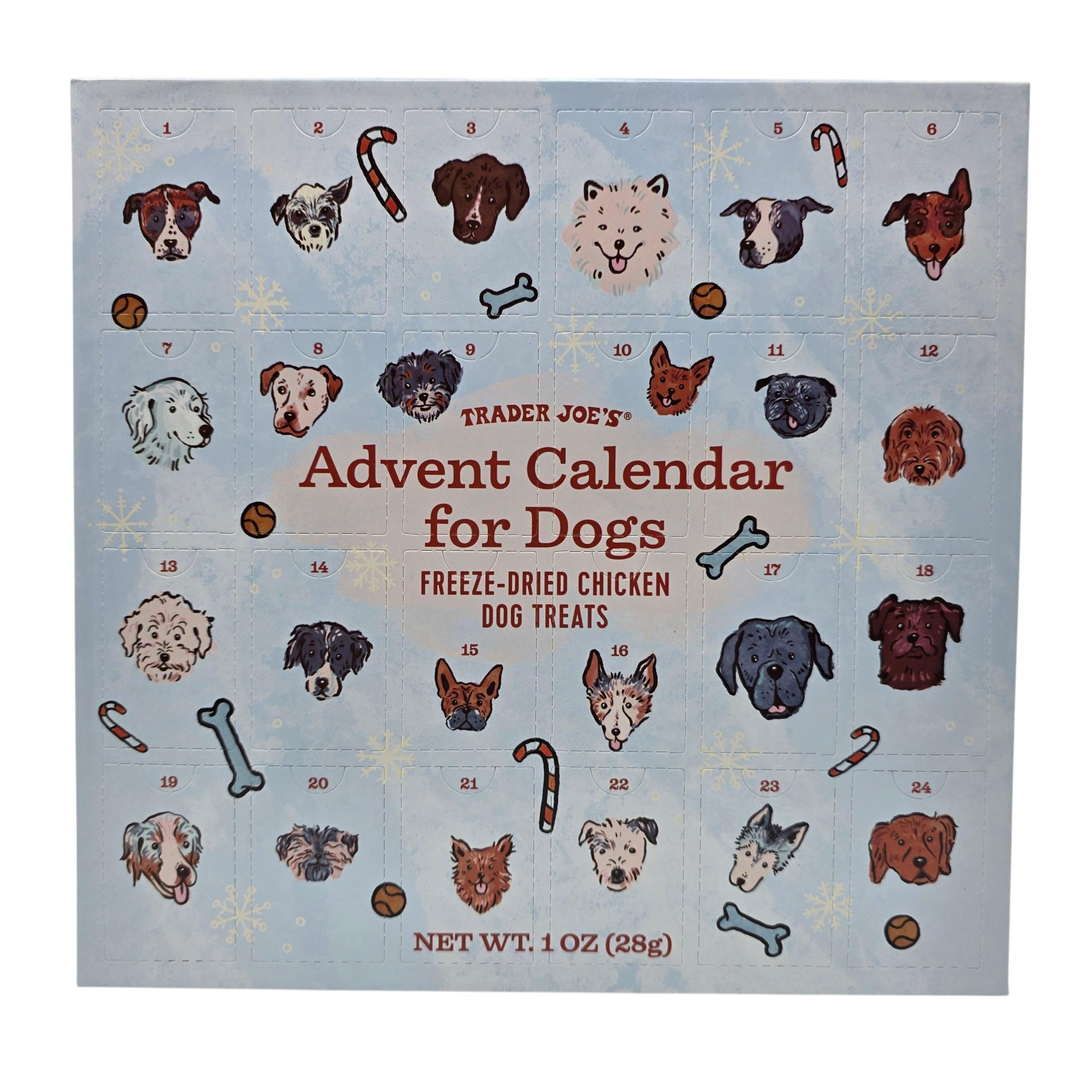 Calendario adviento para perros de Trader Joe's con salmón y patata dulce, snack diario sabroso