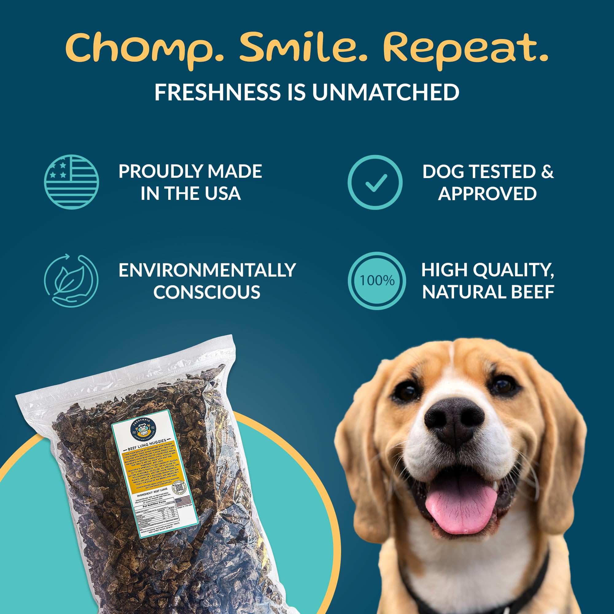 TREATOPIA bocaditos crujientes de pulmón para perros: apoyo al entrenamiento.