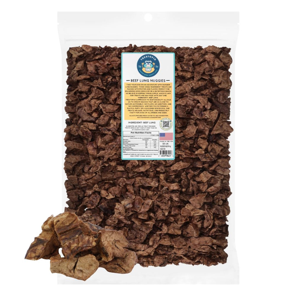 TREATOPIA pulmón de res bocaditos para perros: snack proteico natural.