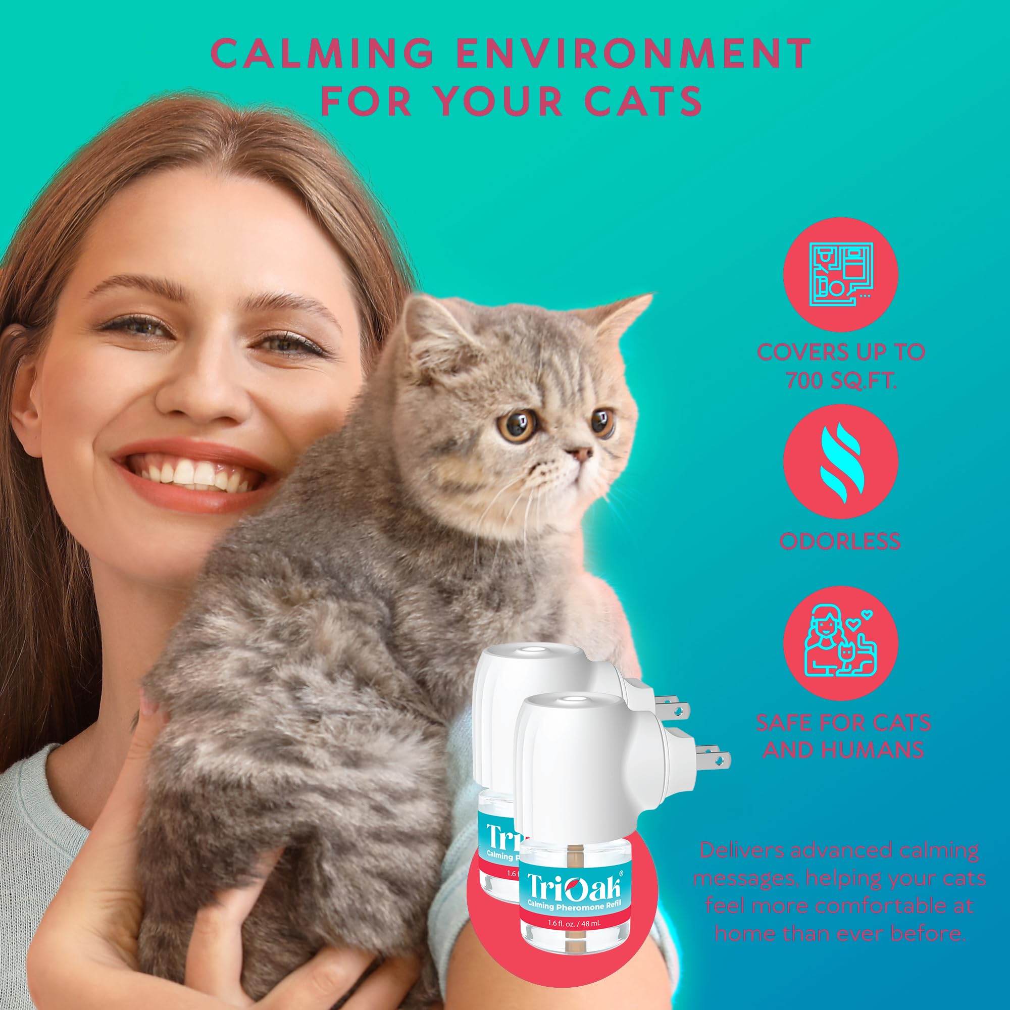 Detalle del cabezal reemplazable del difusor TriOak calmante para gatos