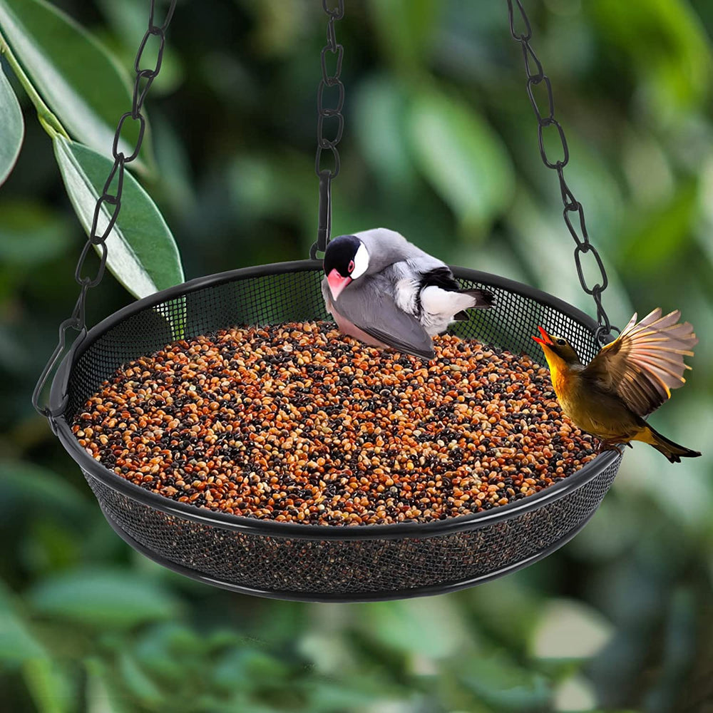 Trieez alimentador de aves con bandeja de malla fina y fácil rellenado