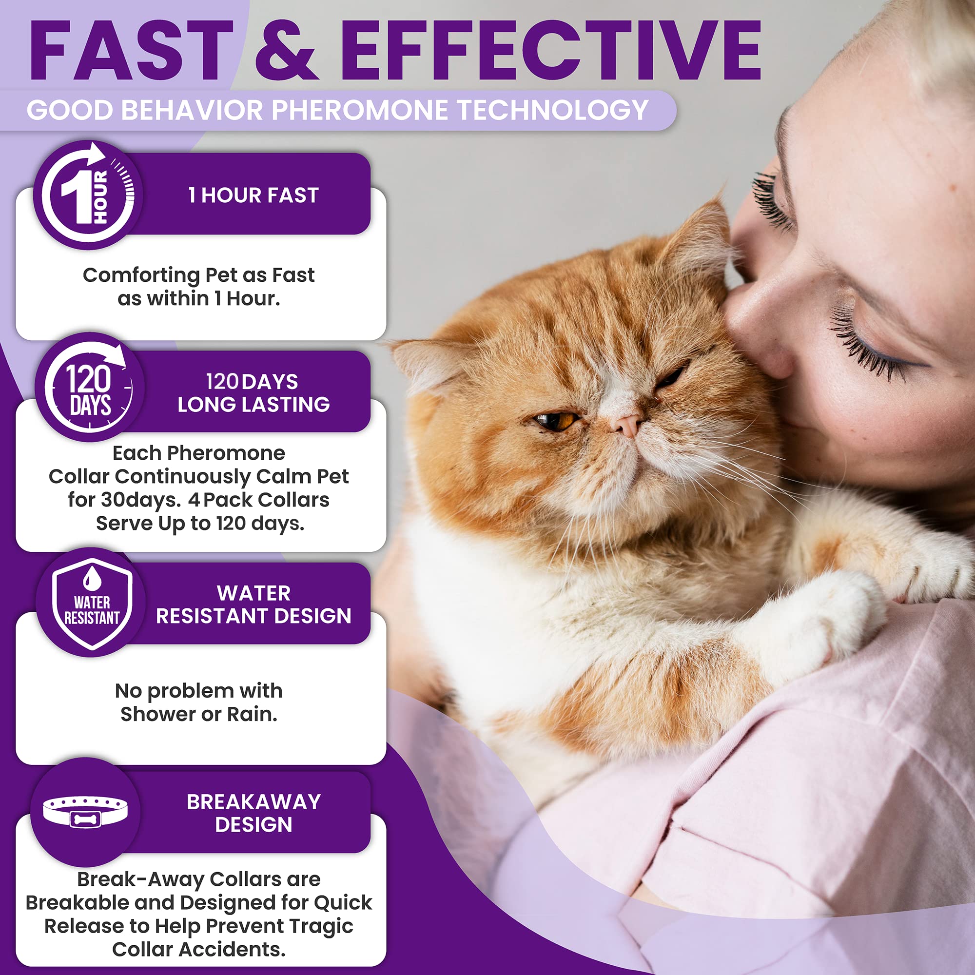 TriOak collar calma gato para viajes, ayuda a mantener la serenidad