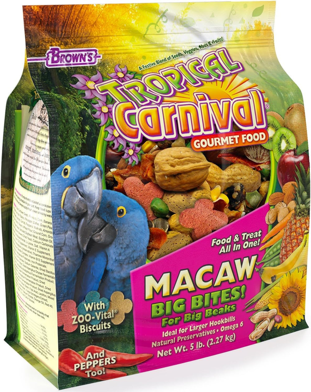 Tropical Carnival Alimento guacamaya Big Bites en envase facilita la alimentación diaria