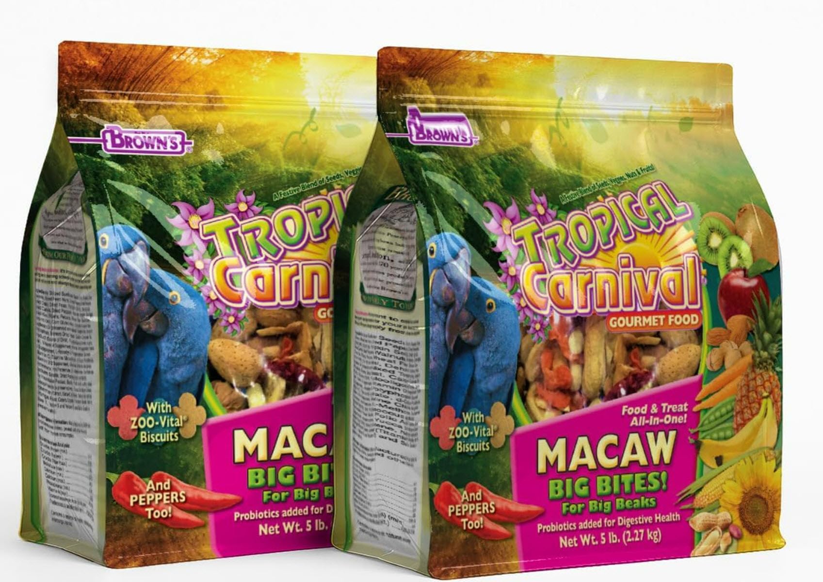 Tropical Carnival para guacamayos, Grandes Mordiscos, alimento balanceado para picos grandes y salud