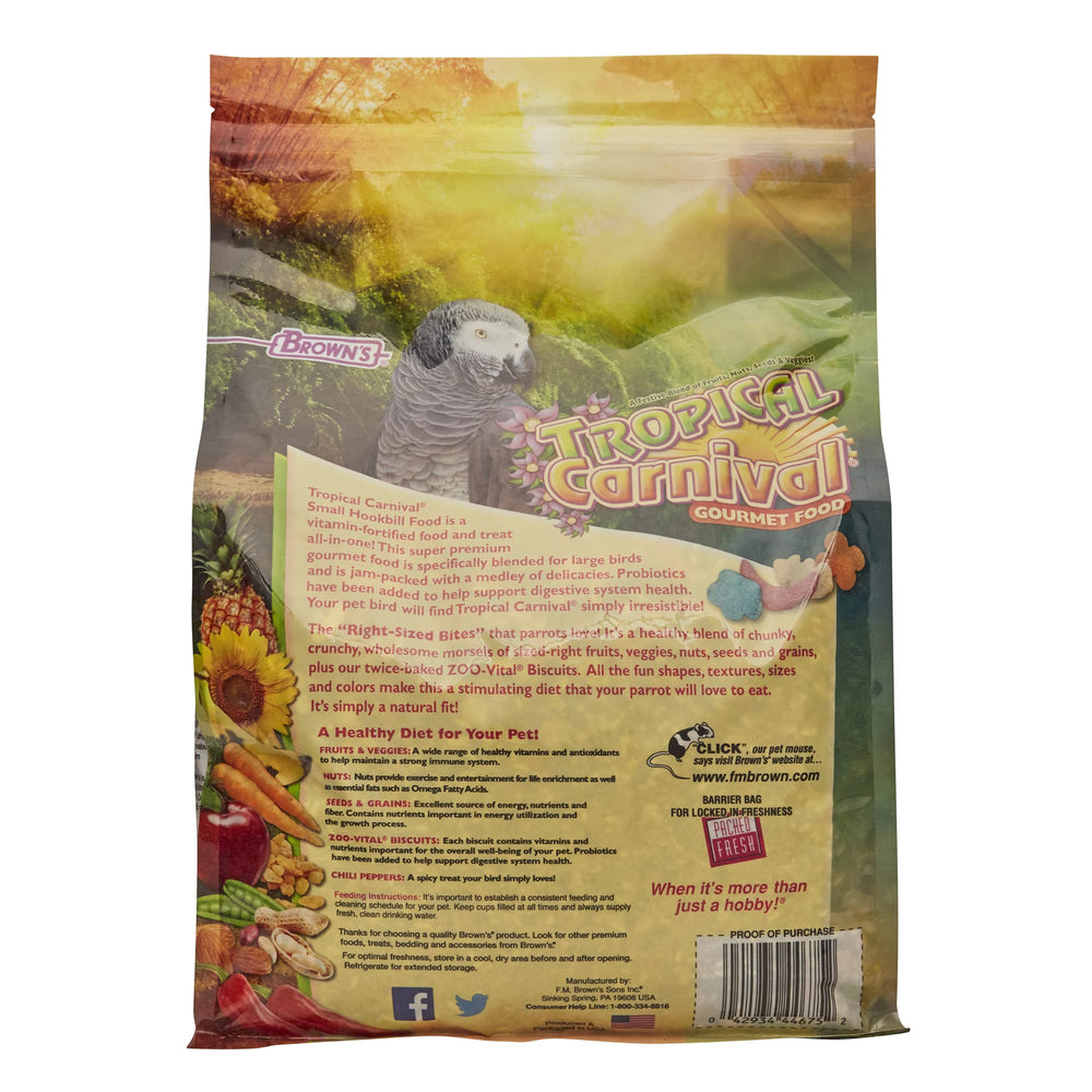 Tropical Carnival Mezcla Selecta para Pico Curvo Pequeño, estimula la actividad diaria.