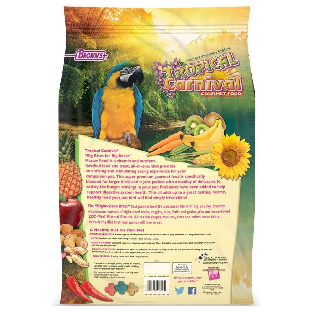 Tropical Carnival, variedad de frutas, verduras y nueces para guacamayos.