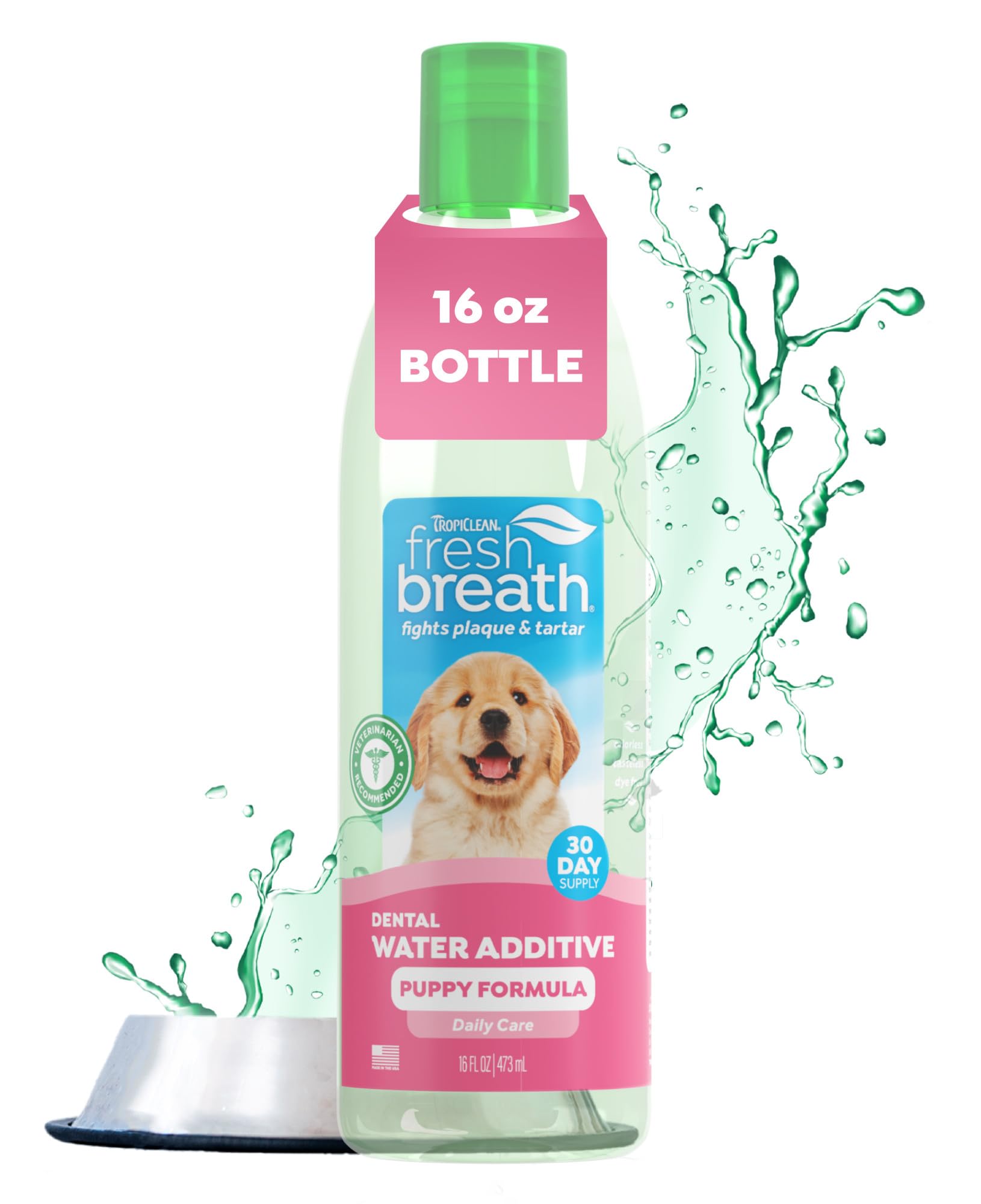 TropiClean aliento fresco: aditivo para agua que mejora el aliento del cachorro.