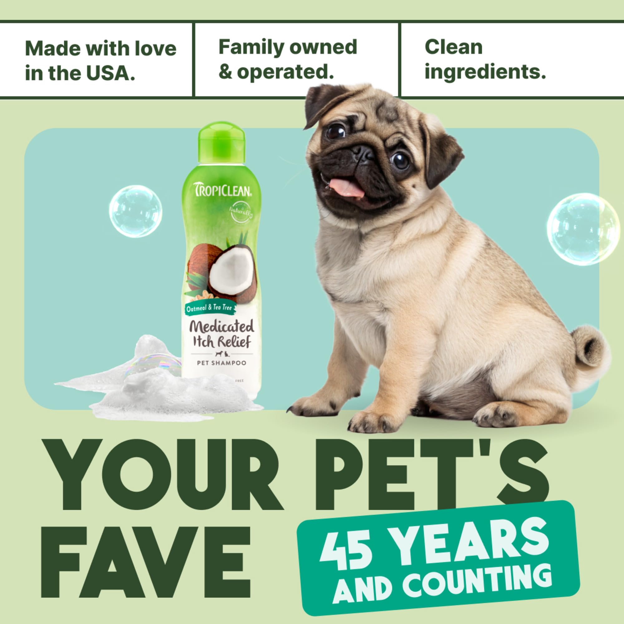 TropiClean avena para perros y gatos, champú multiusos confiable.