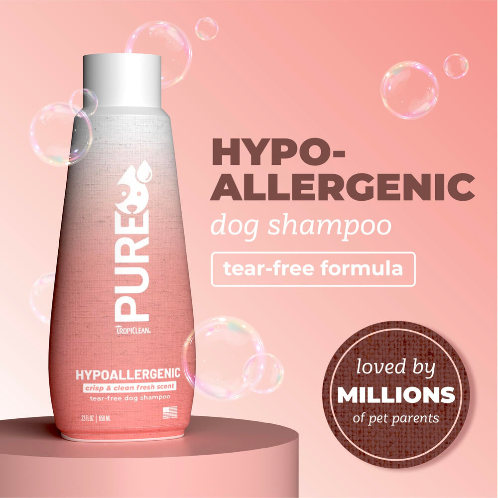TropiClean champú para cachorros, etiqueta clara, fórmula vegana.