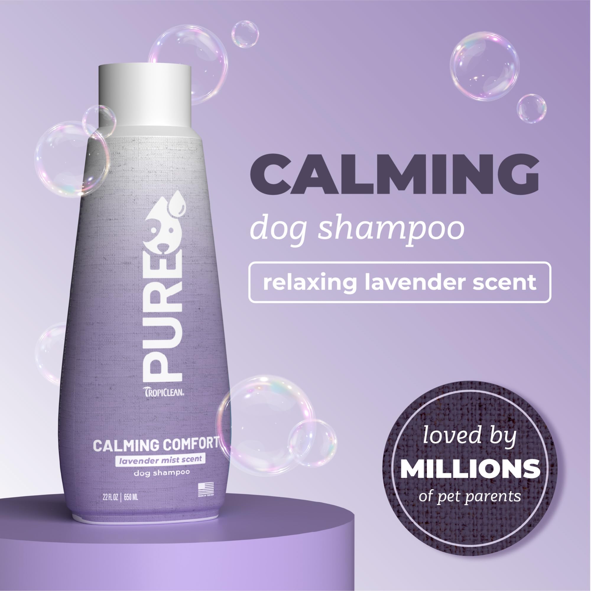 TropiClean champú calmante con lavanda, espuma suave para el baño