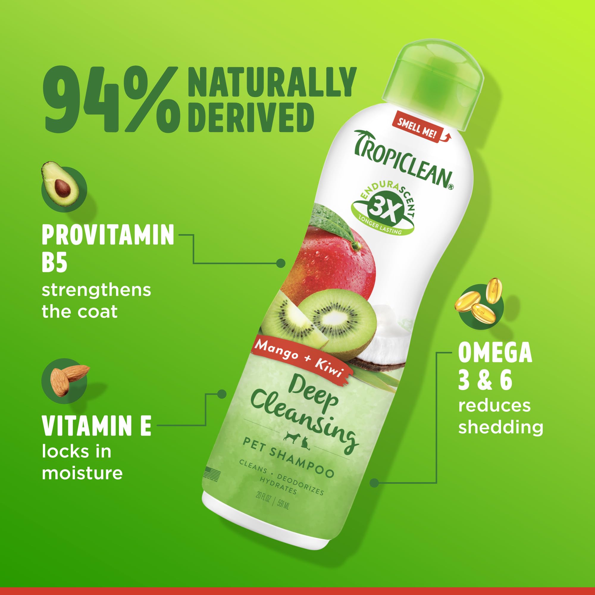 TropiClean champú perro – ingredientes-grado-humano, fórmula segura para uso diario.