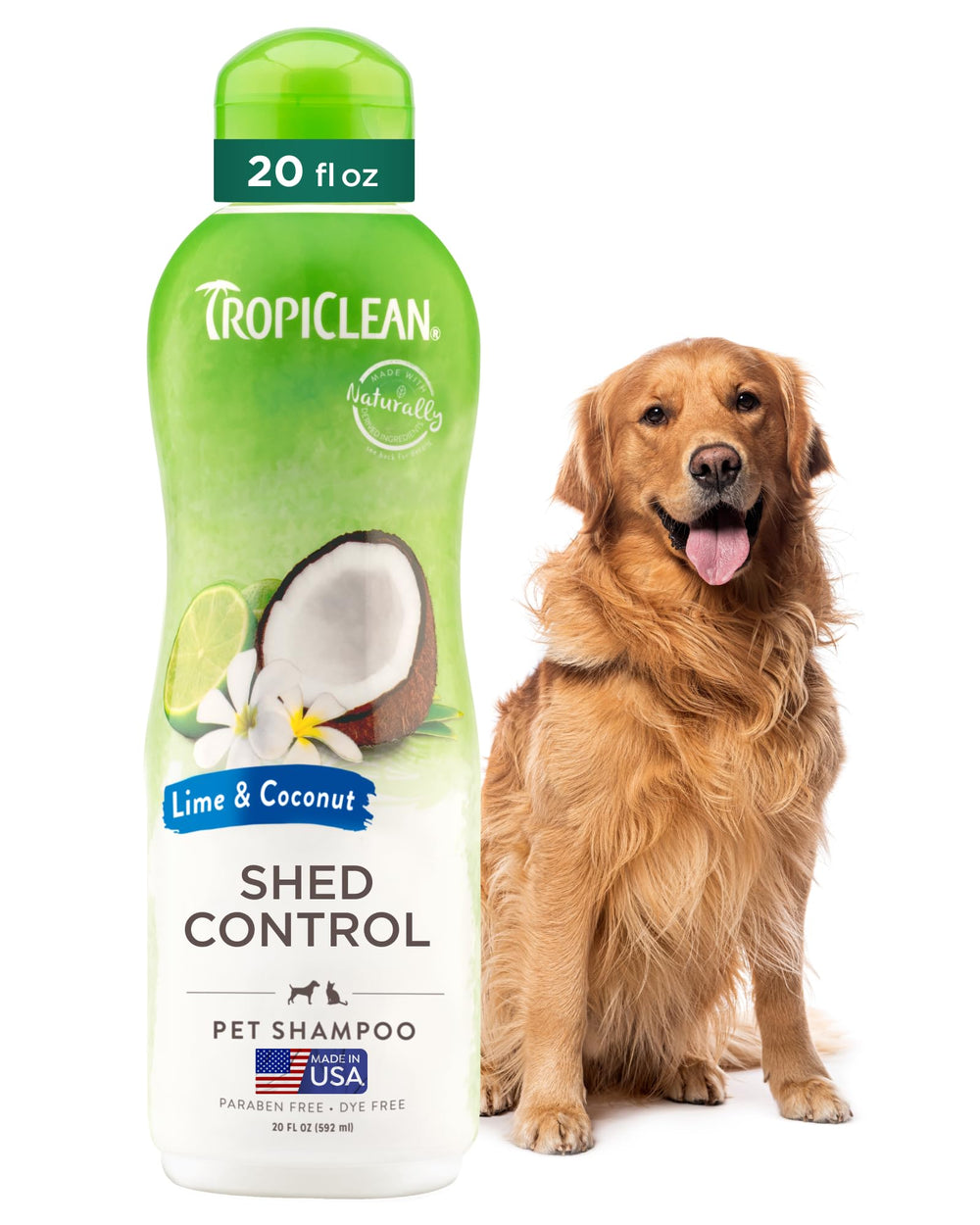 TropiClean champú para perros, botella de 590 ml con aroma limón y coco.