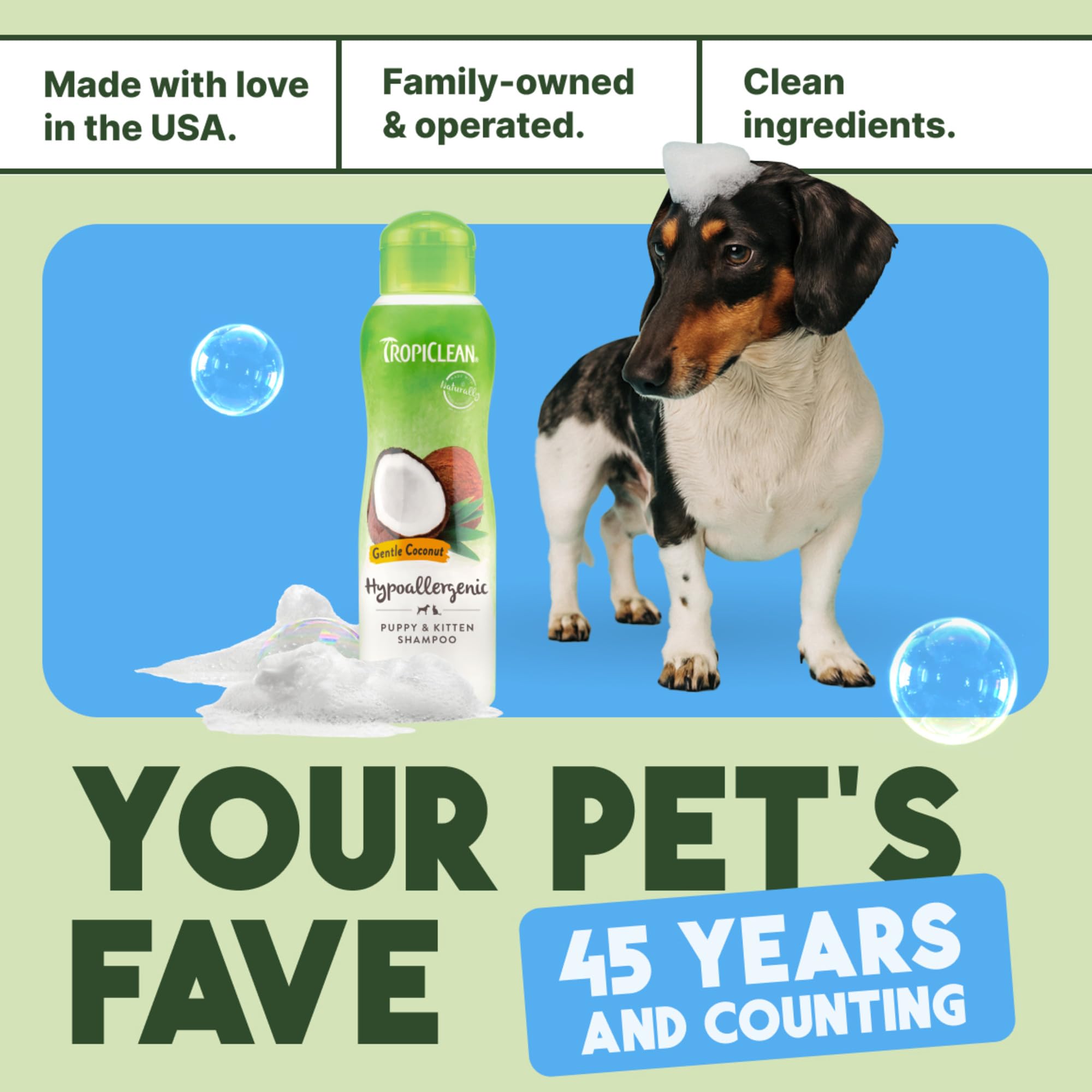 TropiClean champú seguro para gatos y cachorros, ideal para el hogar
