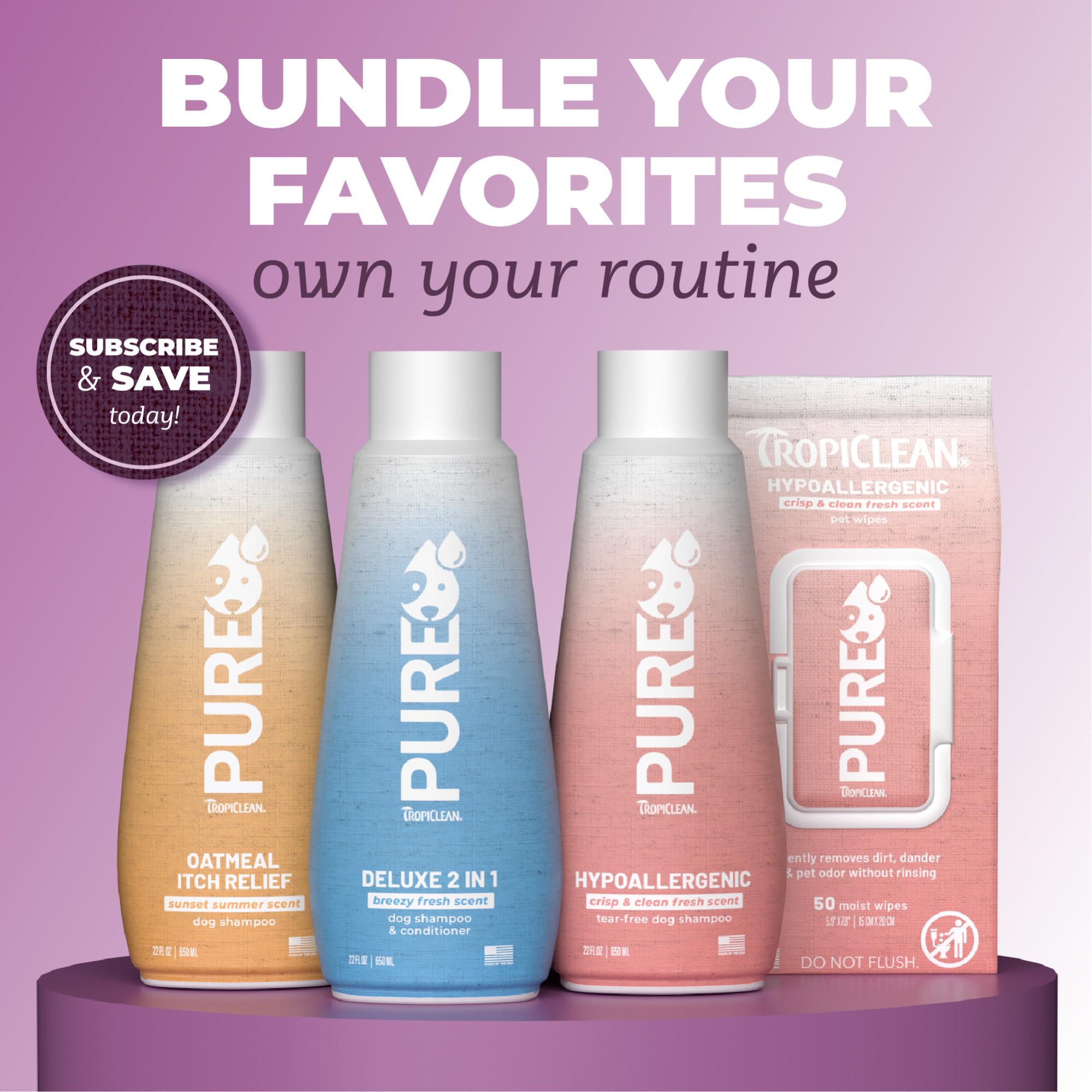 TropiClean champú en contacto suave con la piel, cuidado del pelaje.