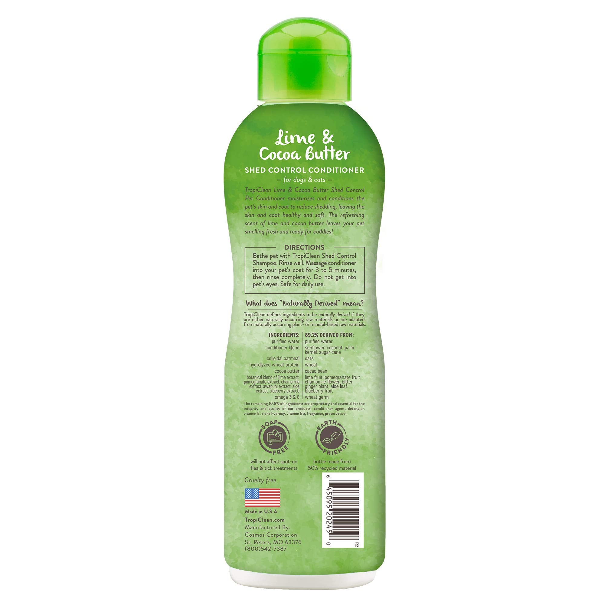TropiClean acondicionador para perros, pelaje suave y sedoso tras uso.