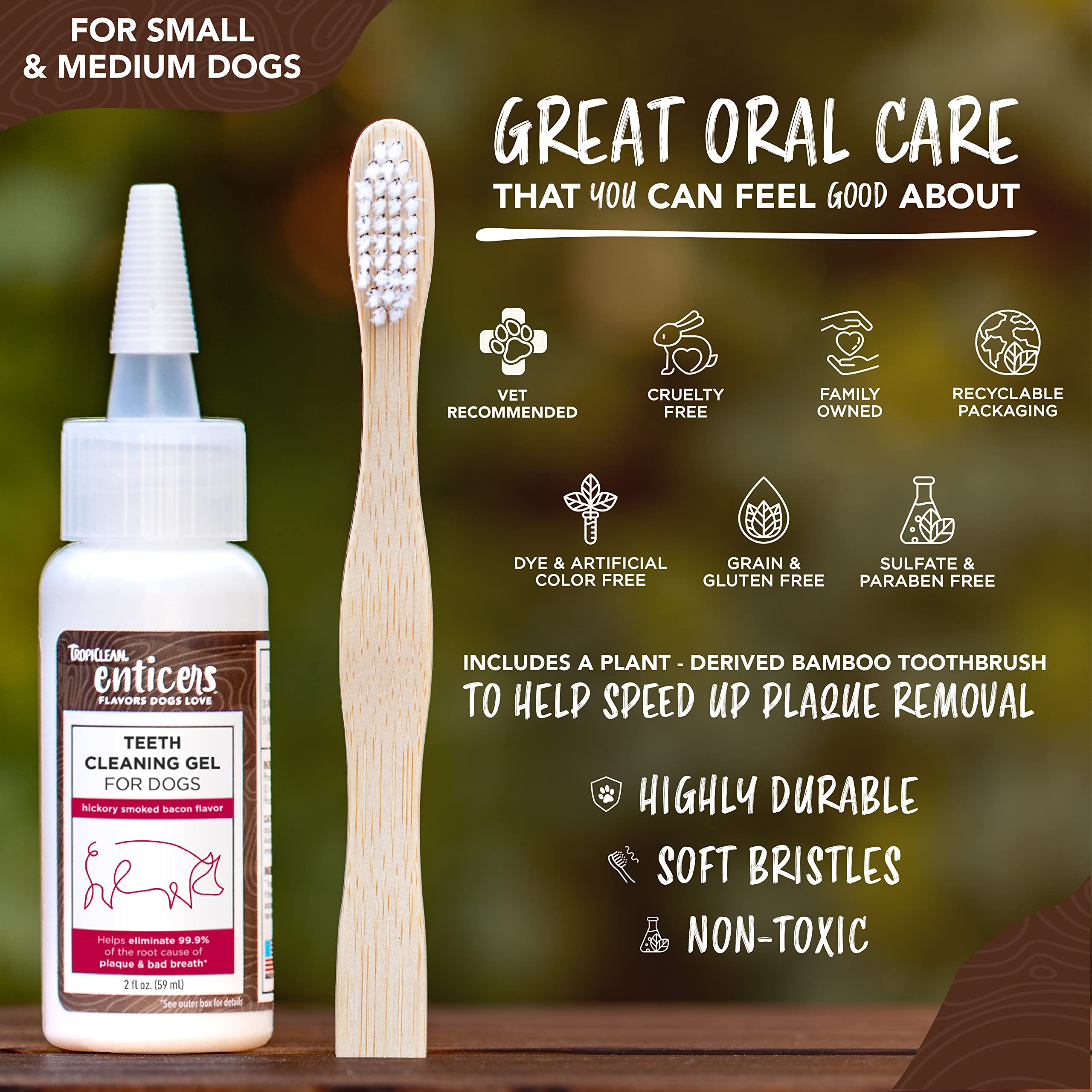 Empaque reciclable de TropiClean Enticers con indicación cruelty-free