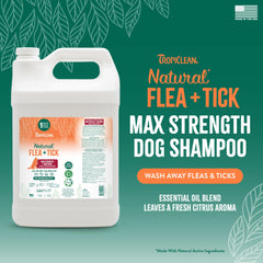 TropiClean Fuerza Máxima Champú para perros, botella frontal para un baño cómodo