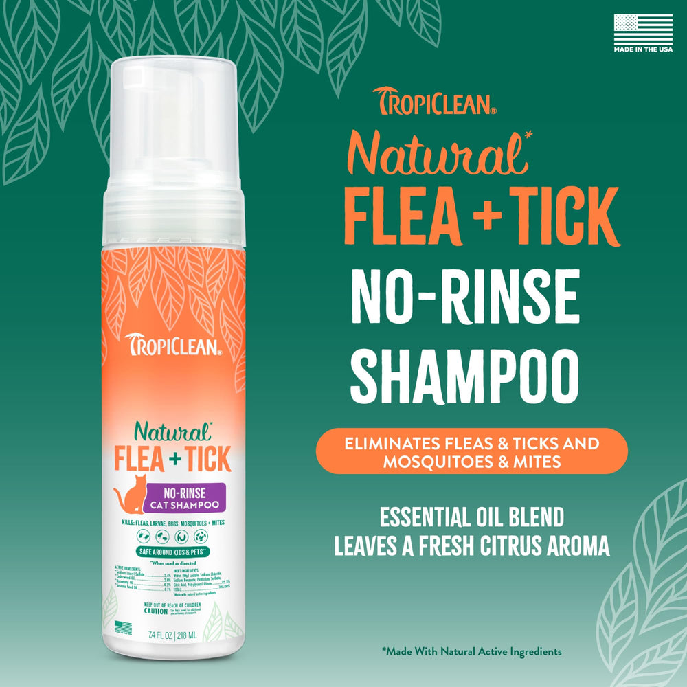Champú TropiClean para gatos con aroma cítrico, sensación fresca
