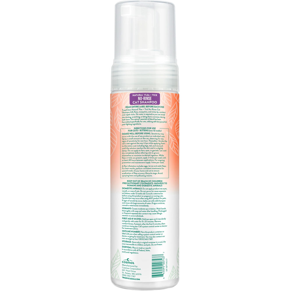 TropiClean para gatos, champú sin agua contra garrapatas, uso cómodo