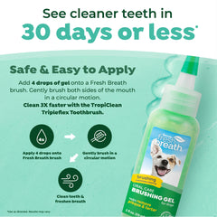 Uso diario con TropiClean, mantiene la higiene bucal de perros y gatos.