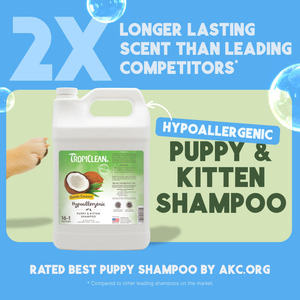 Champú TropiClean para cachorros, espuma de lavado abundante