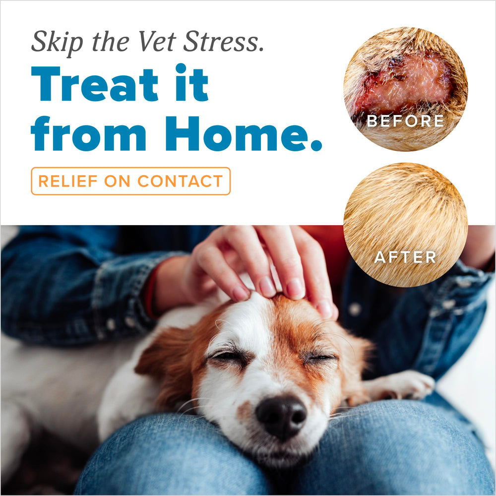 TropiClean HomeVet aplicacion-suave-cutanea; cuidado cómodo para piel sensible.