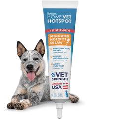 TropiClean HomeVet crema-medicada-perro; alivio suave de irritaciones en casa.