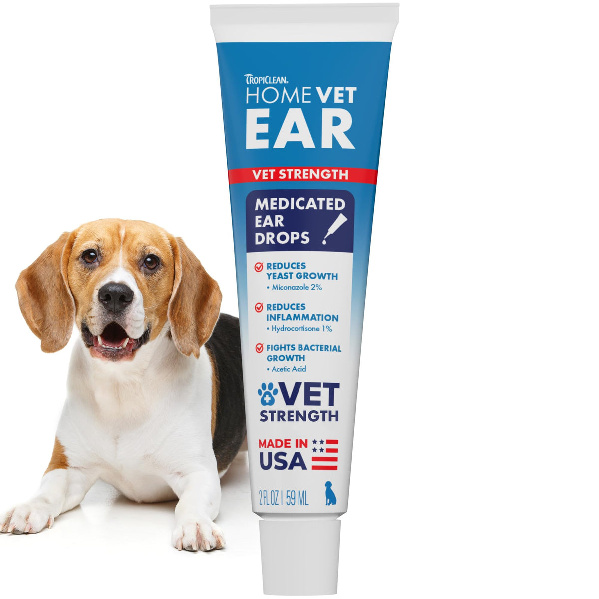 TropiClean HomeVet gotas-orejas-botella para limpieza suave de oídos.