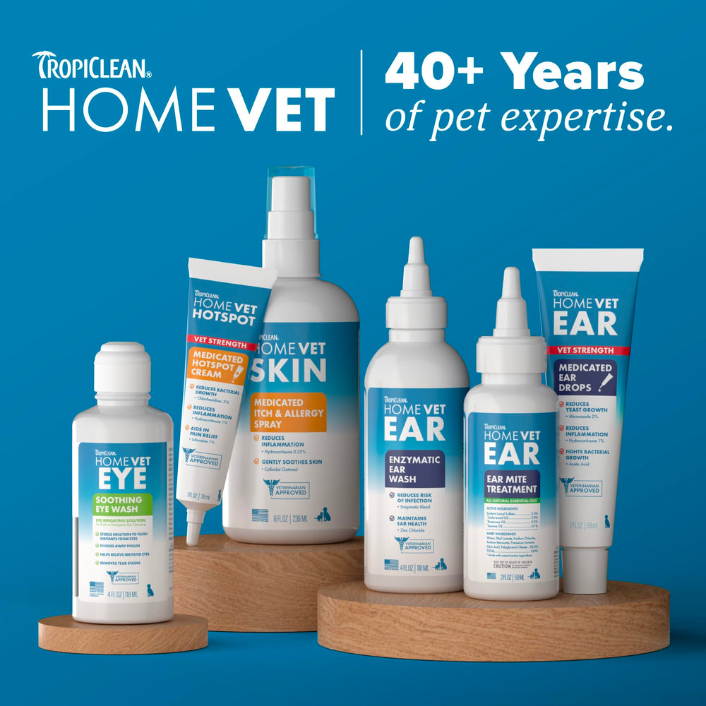 TropiClean HomeVet: uso cómodo en casa para cuidado de oídos.