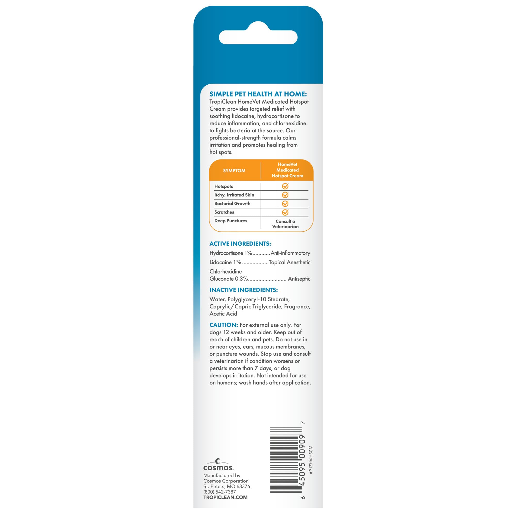 TropiClean HomeVet usos-multiples-perro; útil para irritaciones y pequeños golpes diarios.