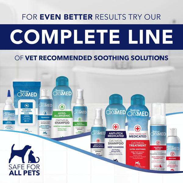 TropiClean OxyMed: aerosol antipicor para piel sensible de mascotas.