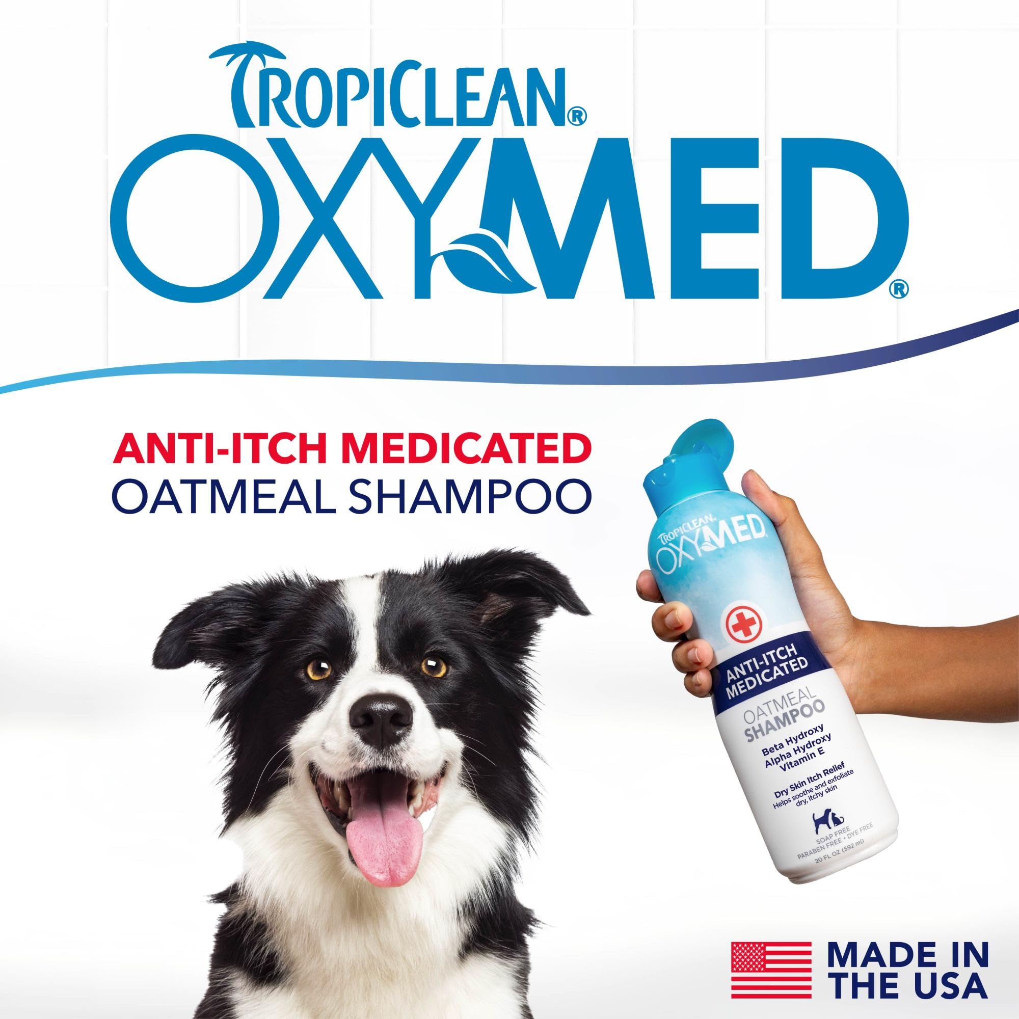 TropiClean OxyMed: espuma suave para limpieza calmante de la piel