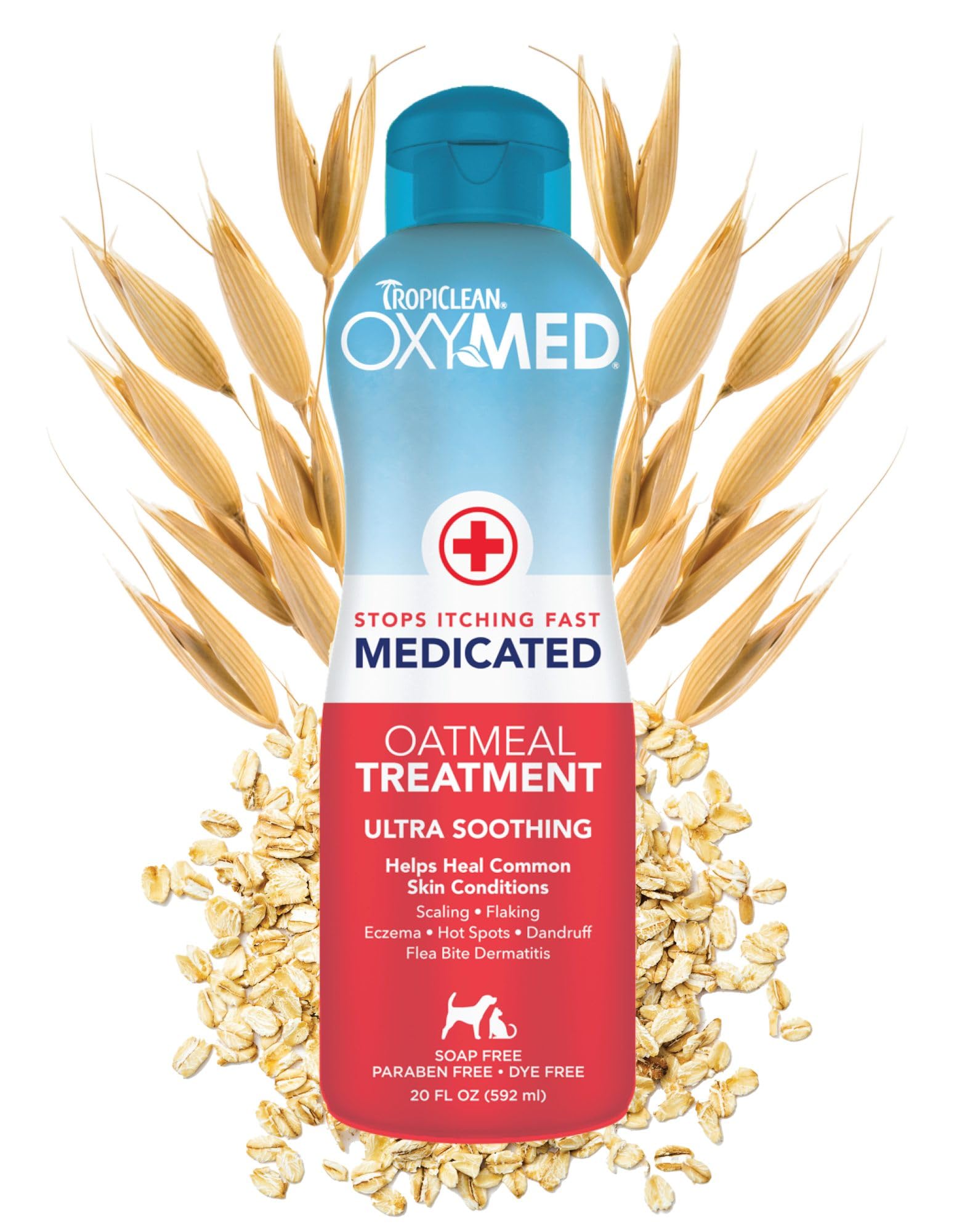 TropiClean Oxymed acondicionador para perros y gatos alivia la picazón.