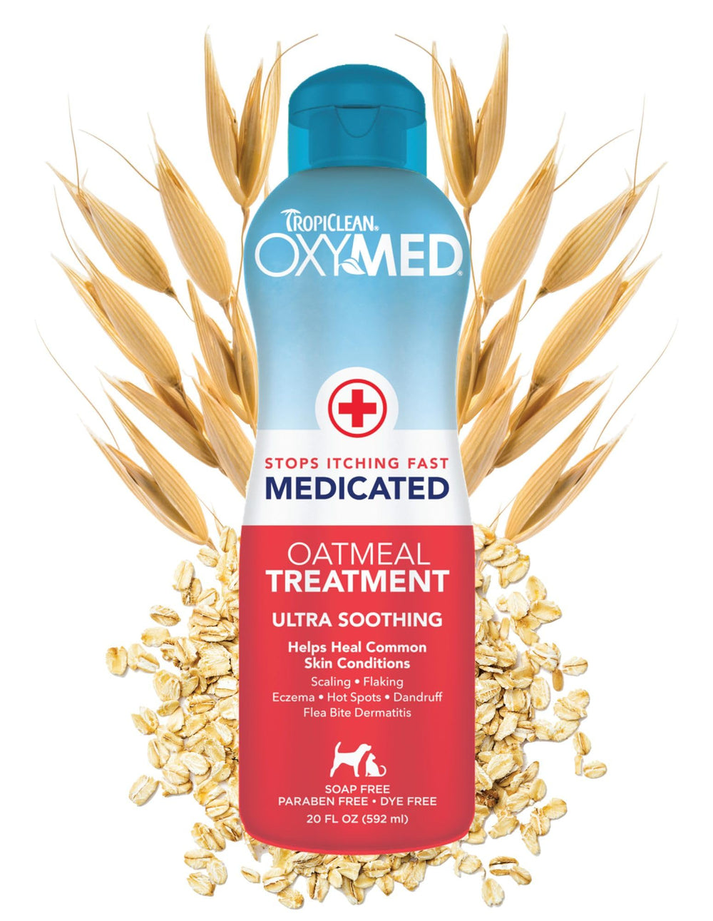 TropiClean Oxymed acondicionador para perros y gatos alivia la picazón.
