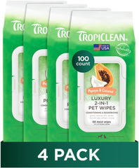 Toallitas TropiClean Papaya & Coco para la cara, sensación suave